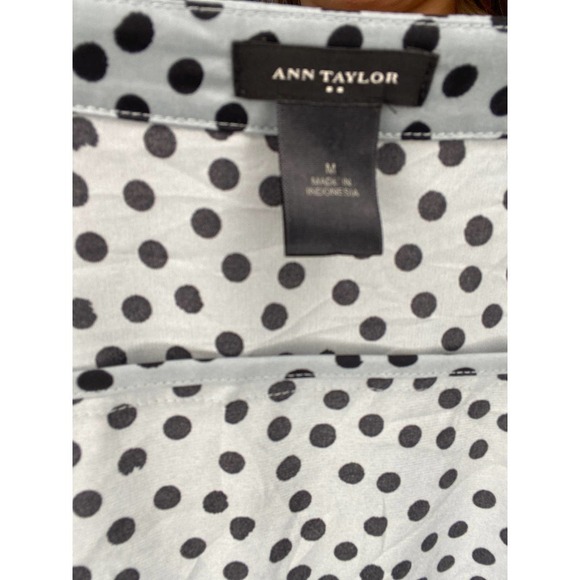 Ann Taylor Egg Shell Blue Polka Dot Sleeveless Blouse - Picture 5 of 6